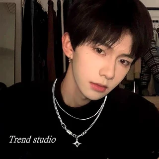 สร้อยคอสไตล์ญี่ปุ่นและเกาหลี สามารถสวมใส่ได้ทั้งชายและหญิง แฟชั่นเรียบง่ายและดูดี วัสดุเหล็กไทเทเนียมไม่ซีดจาง