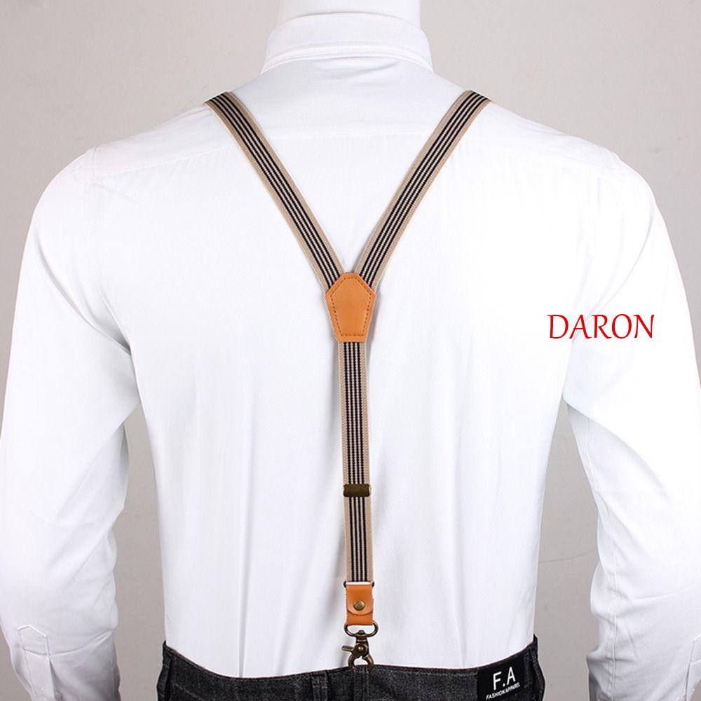 Daron สายเอี๊ยมคล้องกางเกงลําลอง ลายทาง ตัว Y 3 ตะขอ สไตล์วินเทจ สําหรับผู้ชาย