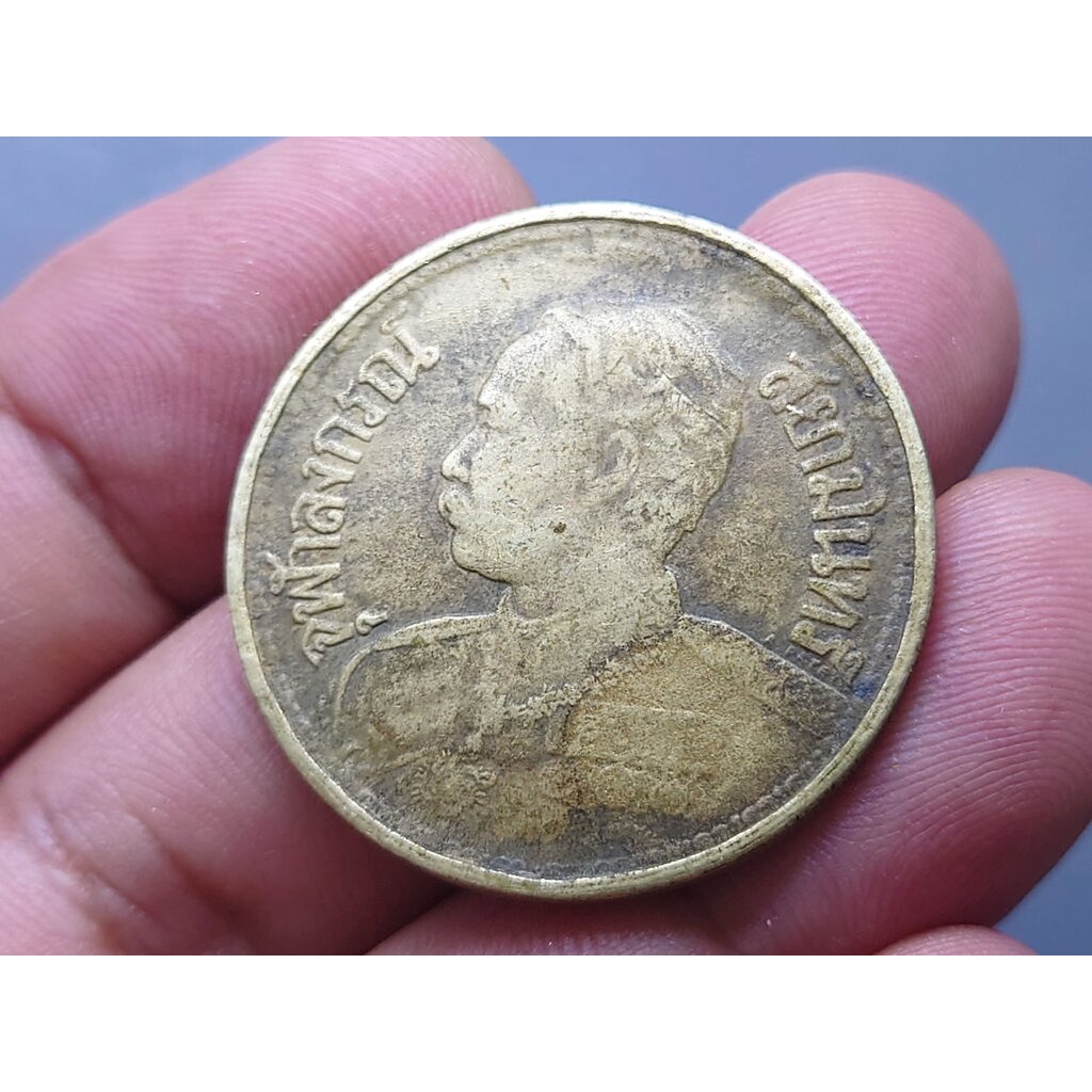 เหรียญ(ปลอม) เนื้อเงิน หนึ่งบาท พระบรมรูป-ไอราพต รศ 127 ร5 เศียรตรง (เหรียญหนวด)
