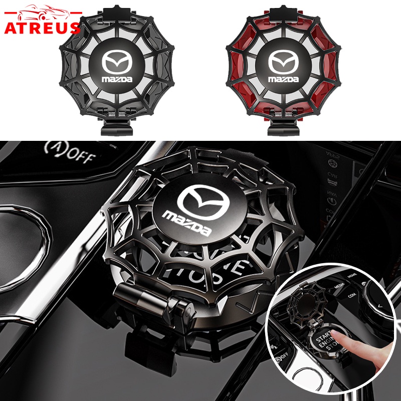Mazda ฝาปิดปุ่มสตาร์ทเครื่องยนต์ รูปร่างแมงมุม การตกแต่งปุ่มสตาร์ทรถ แบบโลหะผสม สําหรับ Mazda 2 3 CX5 CX30 CX8 CX3 Mazda2 6 5 CX9 BT50