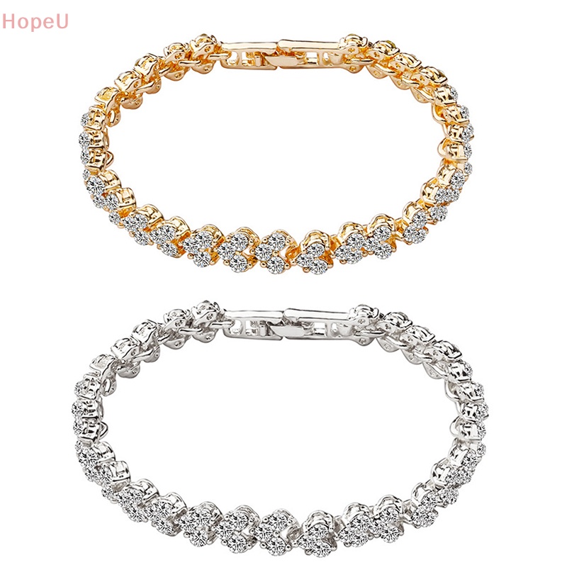 [HopeU] สร้อยข้อมือ กําไลข้อมือ โซ่ คริสตัล พลอยเทียม หัวใจ อินฟินิตี้ เครื่องประดับ สําหรับผู้หญิง