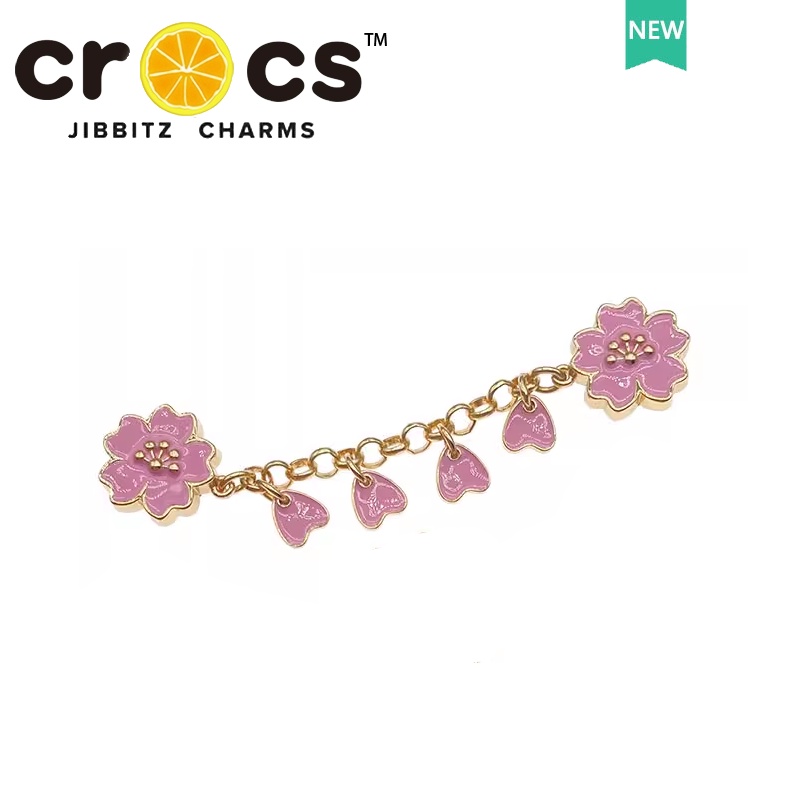 JIBBITZ cross charms ตัวติดรองเท้า ดอกซากุระชมพู ตัวติดรองเท้า cross