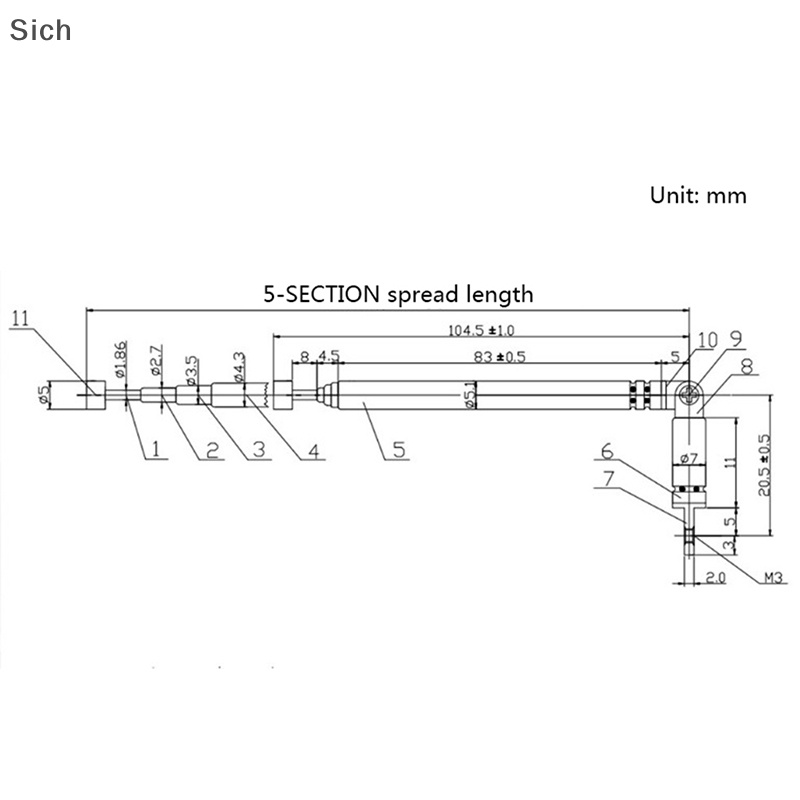 [Sich] ใหม่ เสาอากาศวิทยุ AM FM สเตนเลส ยืดหดได้ 5 ส่วน 37 ซม. 1 ชิ้น