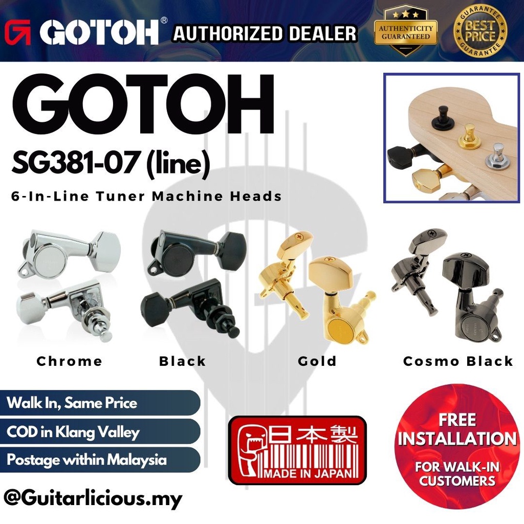 GOTOH SG381-07 6-In-Line จูนเนอร์หัว SG-381 / SG 381 / SG38107 - อิสระสําหรับเดินใน CUSTOMER