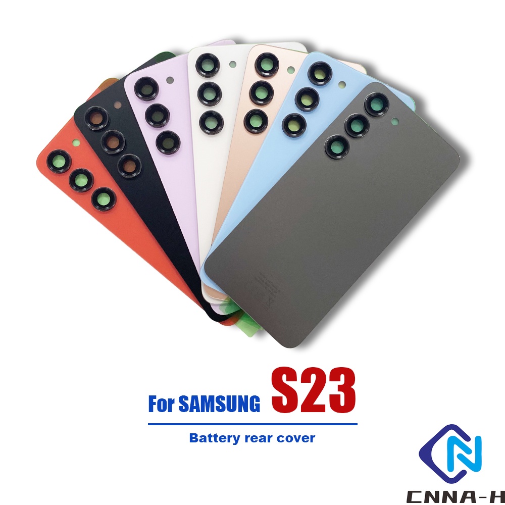 SAMSUNG ใหม่ปกหลังสําหรับSamsung Galaxy S23 แบตเตอรี่ด้านหลังประตู 3Dแผงกระจกแบตเตอรี่กรณี + กาว + เลนส์กล้อง