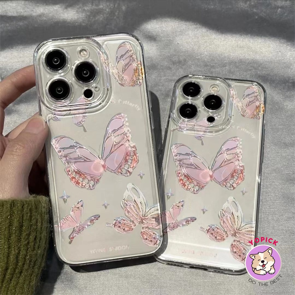 เคสโทรศัพท์มือถือแบบนิ่ม ใส ลายผีเสื้อ พรีเมี่ยม สําหรับ Iphone 14 13promax 12 11 15 TA