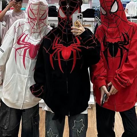 X-orange เสื้อกันหนาวลําลอง มีฮู้ด ปักลายสไปเดอร์แมน สไตล์วินเทจ เรโทร แฟชั่นฤดูใบไม้ร่วง ฤดูหนาว สําหรับผู้หญิง 2023