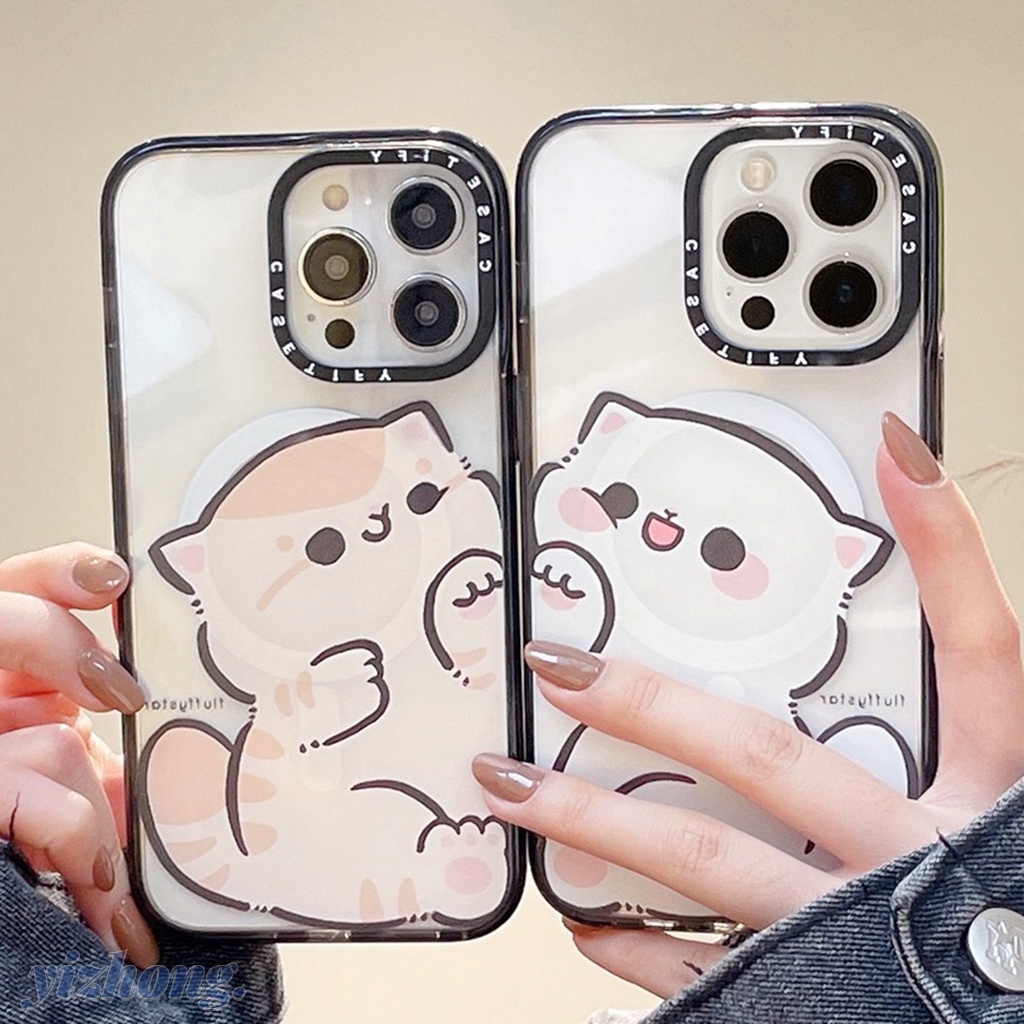เคสโทรศัพท์มือถือ TPU นิ่ม แบบใส ป้องกันรอยขีดข่วน ลายการ์ตูนแมวน่ารัก สําหรับ iPhone 15 14 Pro Max 11 13 12Pro