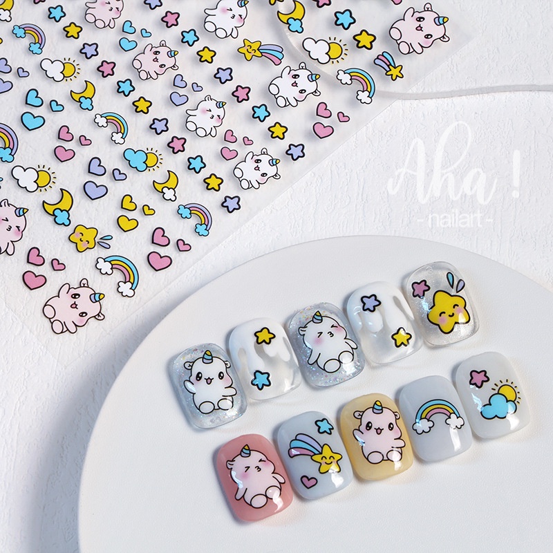 🏡  สติ๊กเกอร์ติดเล็บ สติกเกอร์แต่งเล็บ ตกแต่งเล็บ แบบบาง ญี่ปุ่น เด็ก Sticker Aha-026 - รูปที่ 2