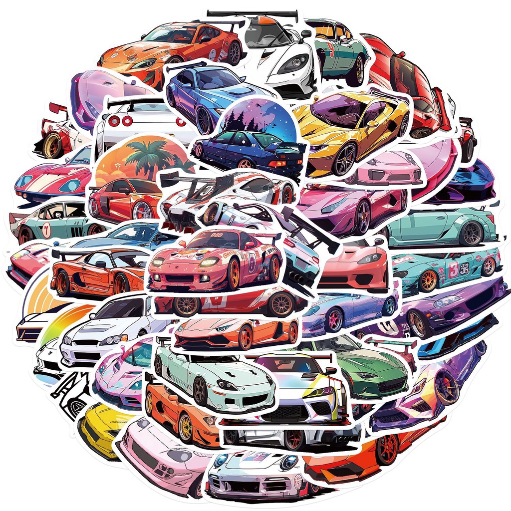 50PCS JDM Racing Cars กันน้ํา Graffiti สติกเกอร์สําหรับหมวกกันน็อคจักรยานบัญชีมือกรณีดินสอ Decals La