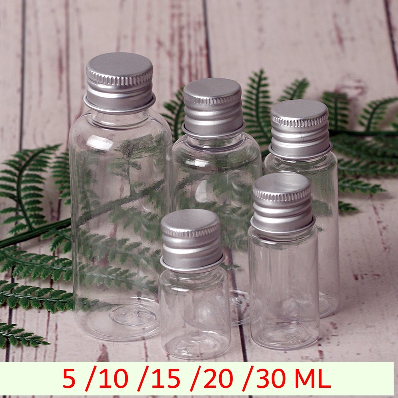 ขวดฝาอลูมิเนียม  ขวดพลาสติกใส PET  5 10 15 20 30 50 ML