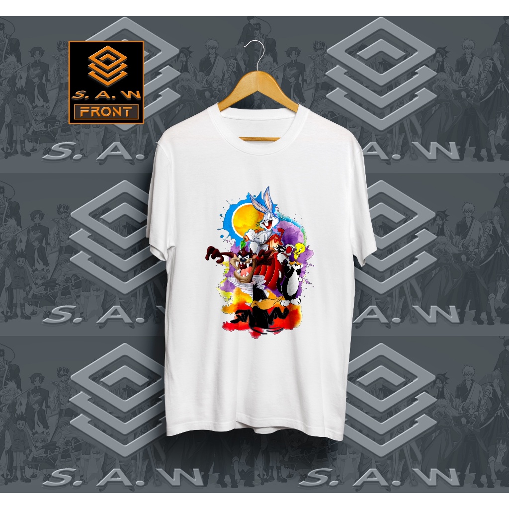 มีหลายสี Katun เสื้อยืด ผ้าฝ้าย พิมพ์ลายการ์ตูน Looney Tunes Luney Tunes 30S สําหรับผู้ชาย ผู้หญิง