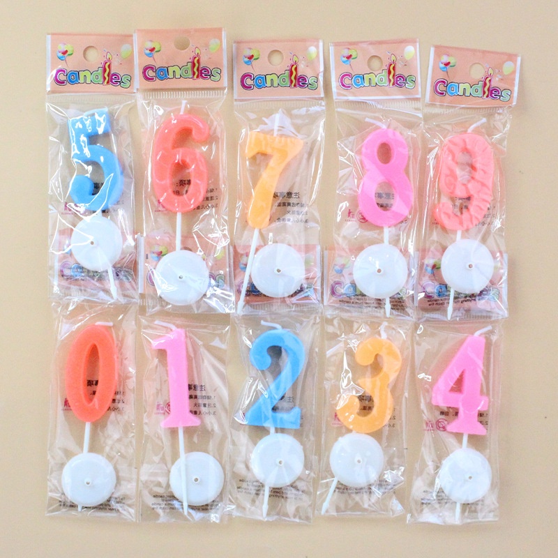 P17 เทียนตัวเลข เทียนวันเกิด สุ่มสี พร้อมส่งในไทย Kori