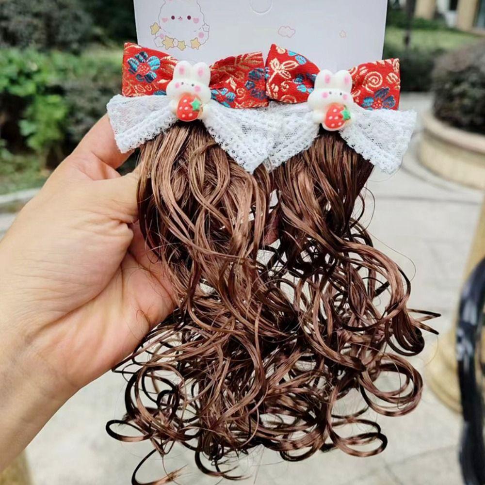 การแข่งขัน 2ชิ้นกิ๊บวิกผมเด็ก,สไตล์จีนหยิกเด็กโบว์วิกผม, กระต่ายกระต่ายน่ารักปุยสีแดงกุทัณฑ์กิ๊บปีใหม่เทศกาล - รูปที่ 3