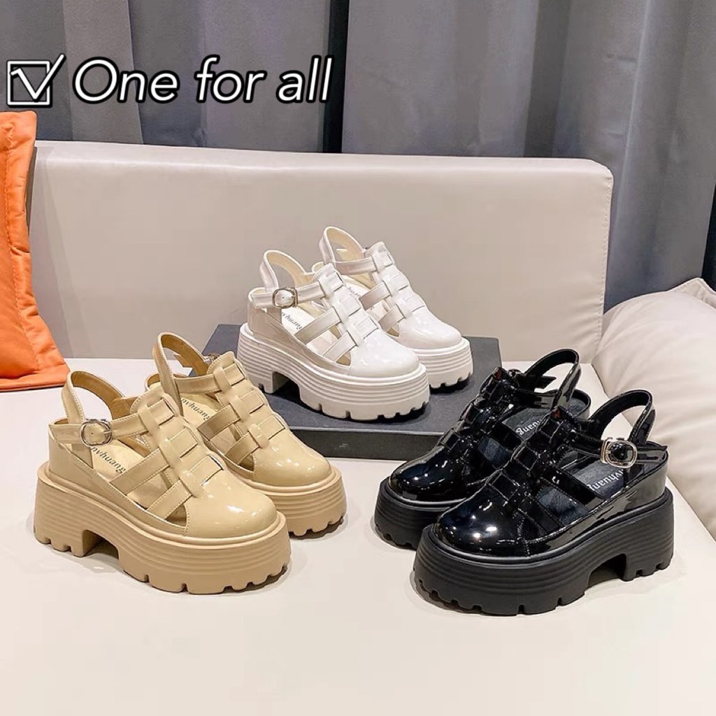 พร้อมส่งจากไทย TX510 รองเท้าส้นสูง ส้นหนา10cm สีพื้น เข้ากับทุกการแต่งกาย สไตล์โรมัน สําหรับผูหญิง(เท้าเรียว -1ไซด์ค่ะ