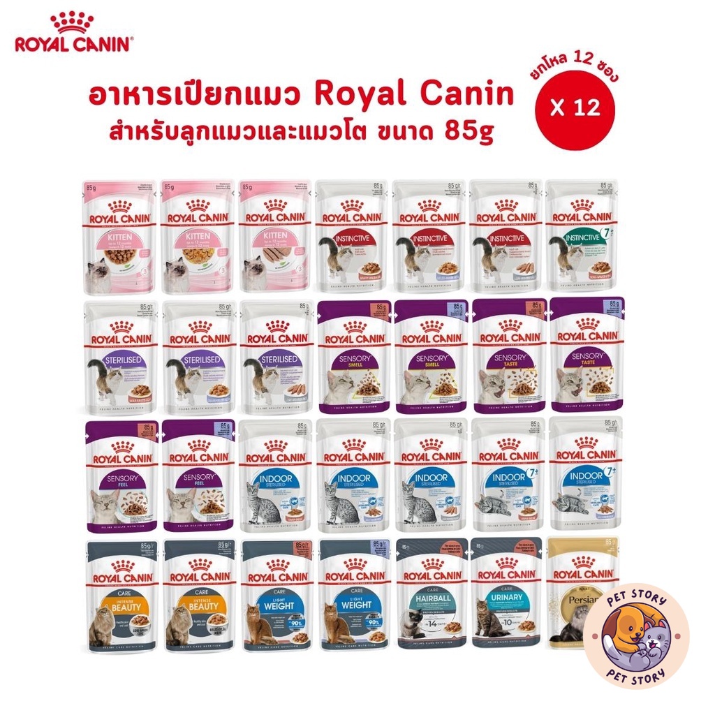[12 ซอง] Royal Canin โรยัล คานิน อาหารเปียกสำหรับแมวทุกช่วงวัย ทุกสายพันธุ์ ขนาดซองละ 85 กรัม