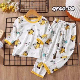 สินค้าพร้อมส่ง 🩳ชุดนอนแขนยาว+กางเกงขายาว พิมพ์ลายน่ารัก สำหรับเด็กสวมใส่ เนื้อผ้านุ่มนิ่ม สบาย✨