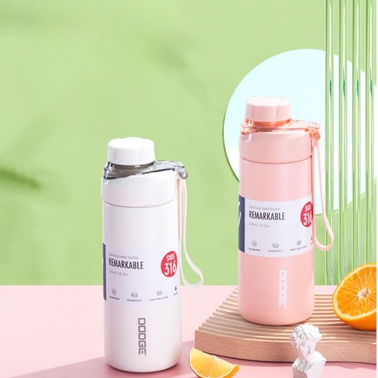 DODGE กระบอกน้ำเก็บอุณหภูมิรุ่นยกดื่ม มีสายหิ้วสายคล้องมือ ขนาด 520ml สีสันน่ารักมาก