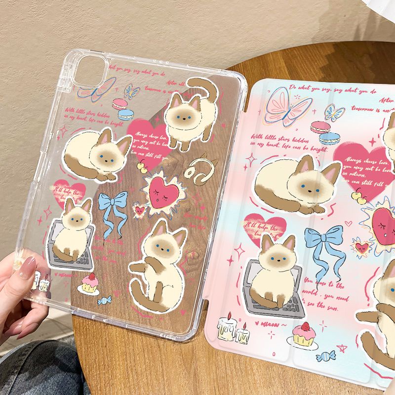 [iPad Air 4] เคสแท็บเล็ต ลายการ์ตูนแมวไล่โทนสี สําหรับ iPad IAPD Pro 11 gen5 gen6 9.7 gen7 gen8 gen9 10.2 Air4 Air5 10.9 iPad gen 10 2020