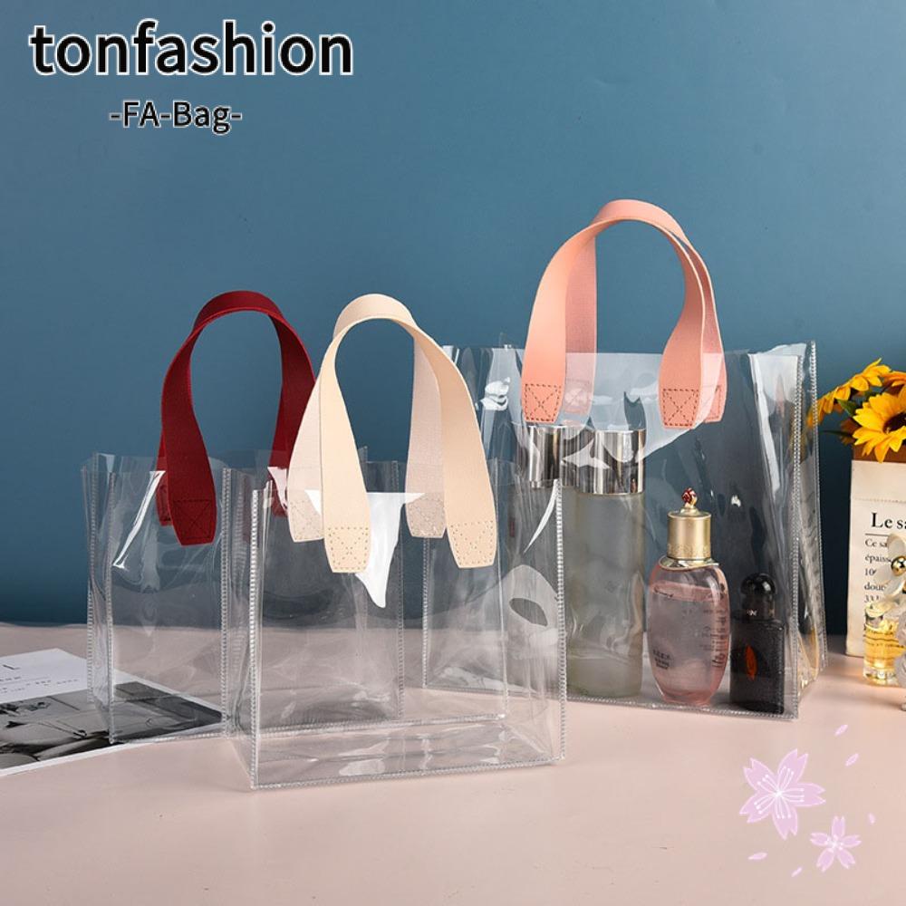 Tonfashion ถุงช้อปปิ้ง PVC แบบใส มีหูหิ้ว