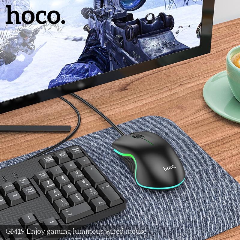Hoco GM19 เมาส์เกมมิ่ง เมาส์RGB DPI 1000 เซนเซอร์แม่นยำ สายยาว1.4เมตร เมาส์ออปติคอล