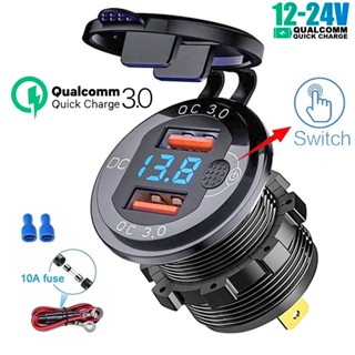 ซ็อกเก็ตชาร์จ USB QC 3.0 36W กันน้ํา พร้อมสวิตช์โวลต์มิเตอร์…
