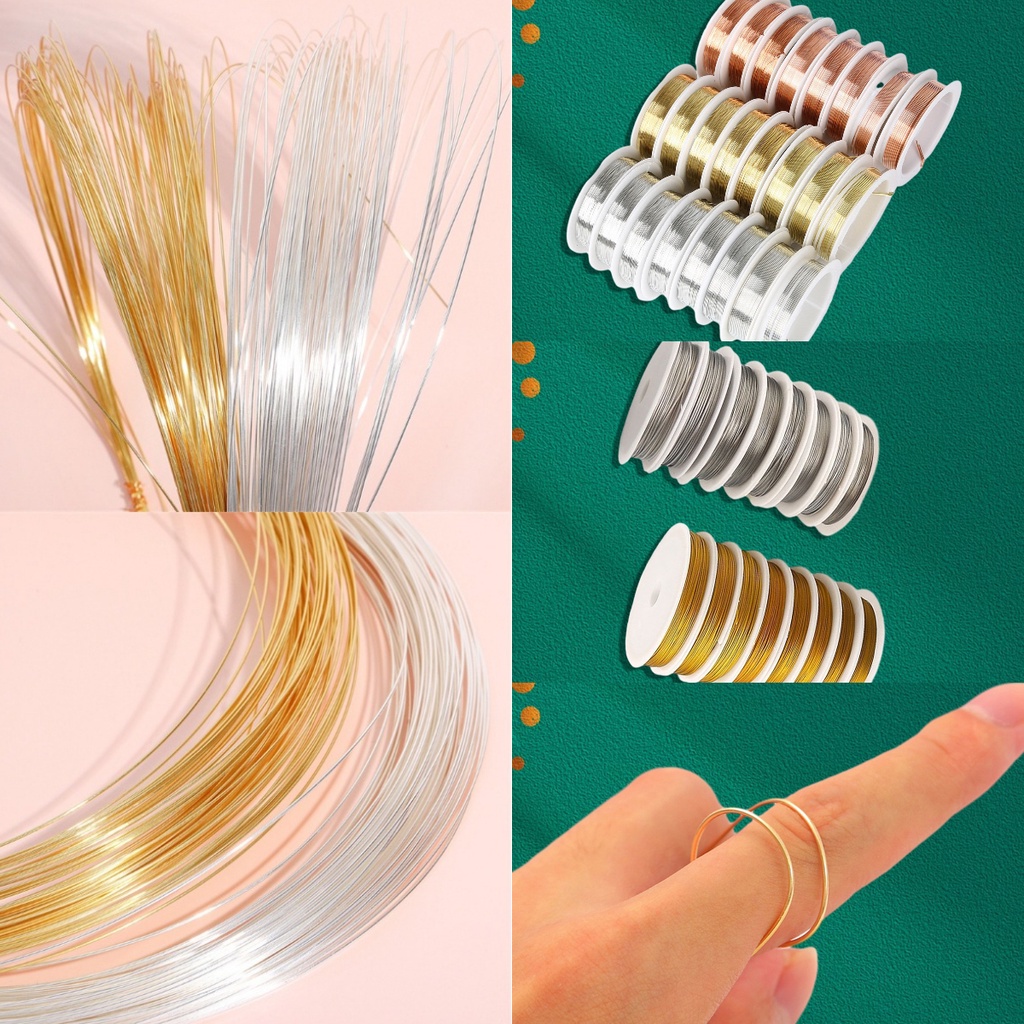 ลวดเหล็กธรรมชาติ 0.2-1 มม. สีทอง สําหรับร้อยลูกปัด สร้อยคอ สร้อยข้อมือ DIY 1 ม้วน