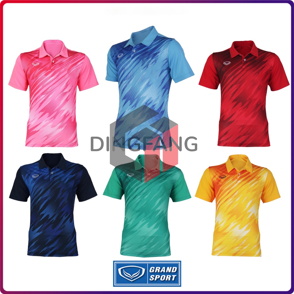 เสื้อ โปโลพิมพ์ลาย Grand sport เสื้อคอปก ชาย-หญิง มีกระเป๋าหน้าอก