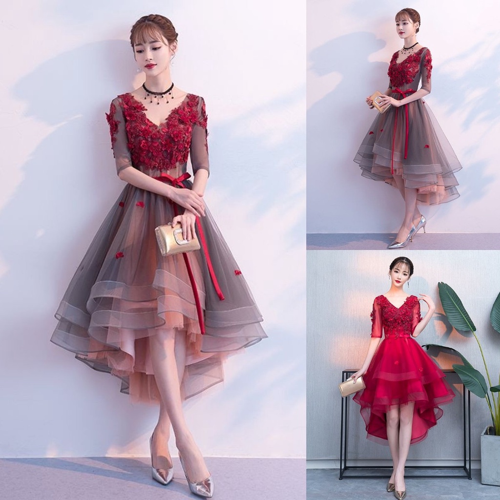 ชุดเดรสราตรี สีแดง หรูหรา สไตล์เจ้าหญิง พลัสไซซ์ ไซซ์ S-3XL สําหรับผู้หญิง งานพรอม ดินเนอร์ เพื่อนเจ้าสาว งานแต่งงาน