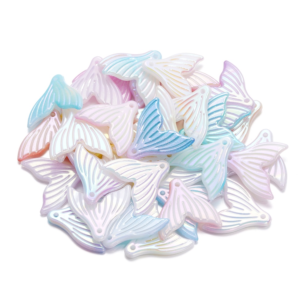 จี้ลูกปัดอะคริลิคหางปลา 20ชิ้น UV แบบคราฟท์ AB สีแวววาว สำหรับ DIY สร้อยข้อมือ สร้อยคอ