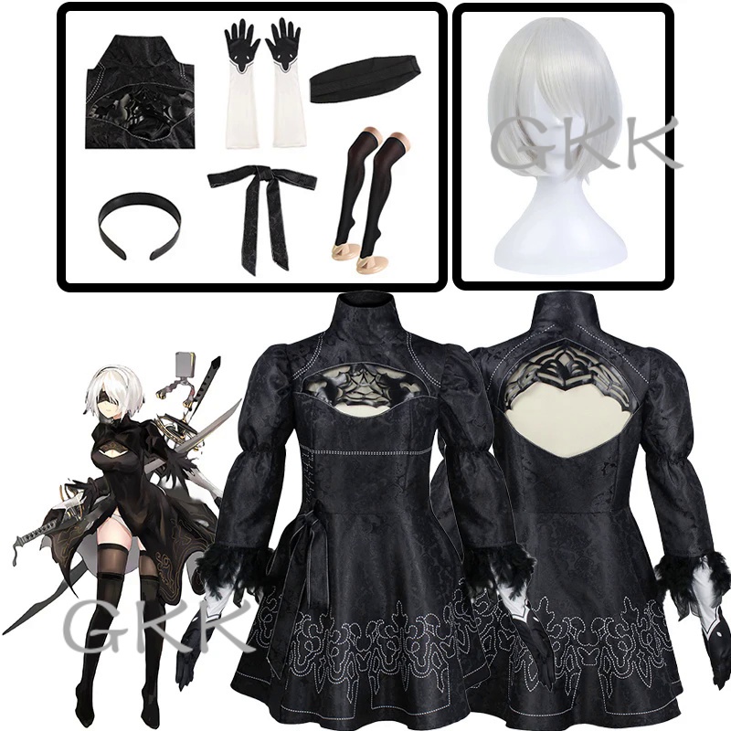 GK Nier 2b Cosplay Nier Automata Yorha Cosplay YoRHa No. 2 Type B Costume Anime Women Dress Fancy Ha