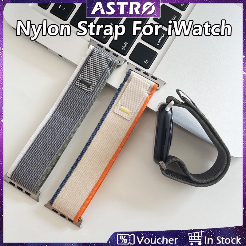 Astro ใหม่ สายนาฬิกาข้อมือไนล่อนถัก ปรับได้ สําหรับ Apple Watch 49 มม. 45 มม. 41 มม. 44 มม. 40 มม. 42 มม. 38 มม. iWatch Ultra Series 9 8 7 6 5 4 3 2 1