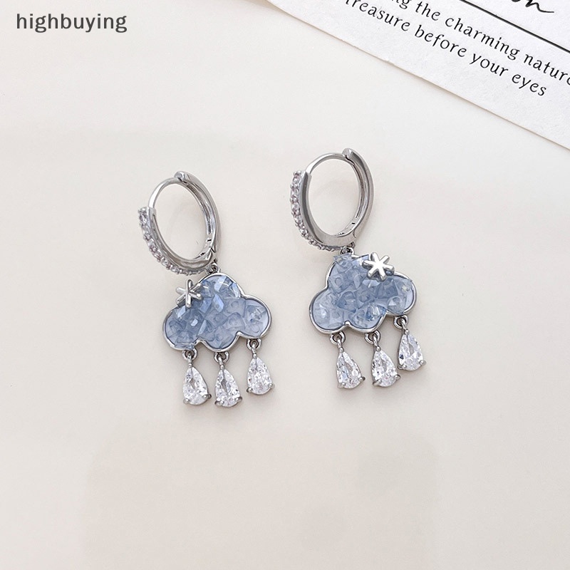[highbuying] 1 คู่ น่ารัก เมฆ ต่างหูคริสตัล สีฟ้า เมฆฝน ต่างหูหยดน้ํา เพื่อความสวยงาม คาวาอี้ เพทาย ต่างหูหัวเข็มขัด ต่างหูปีใหม่ เครื่องประดับ ของขวัญ สินค้าใหม่