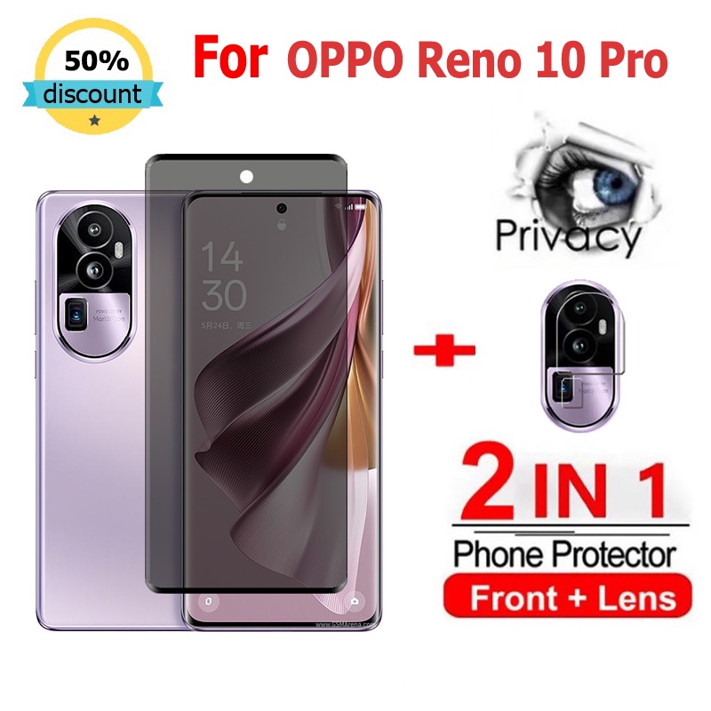 2 in 1 ฟิล์ม OPPO Reno 10 Pro 5G ฟิล์มกระจกนิรภัยกันรอยหน้าจอ กันแอบมอง เพื่อความเป็นส่วนตัว สําหรับ OPPO A98 A78 A96 A77S A17K A57 4G OPPO Reno 11F 8T 7z 8 5z 6z 10 Pro 5G ฟิล์มกันรอย ฟิล์มกล้อง