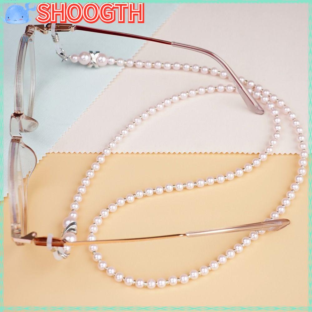 Shoogth สายแว่นกันแดดแบบพกพามีสไตล์ประดับมุกเทียม 75 ซม. แบบ Unisex