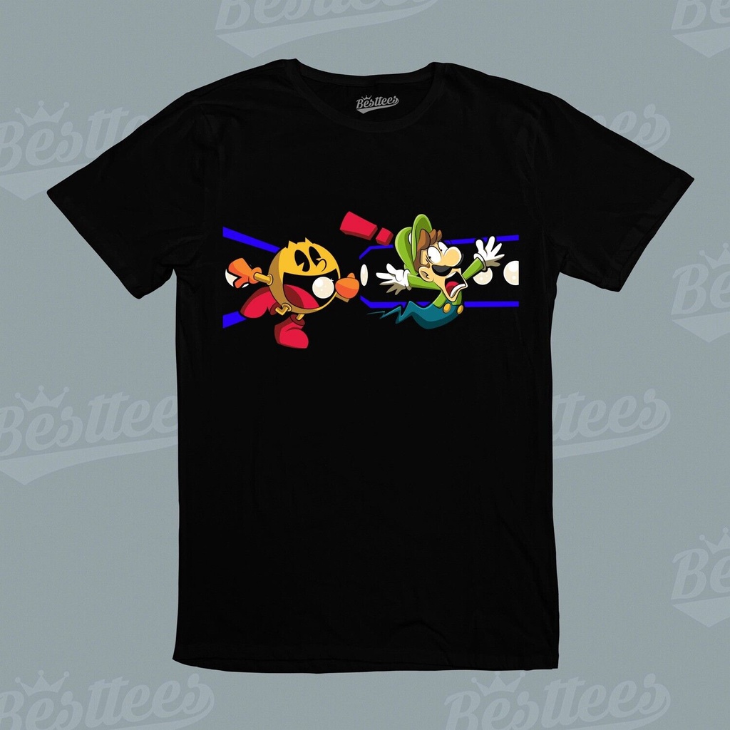 Men Luigi Pacman Mario Retro Gaming Tv เสื้อยืดผจญภัยซูเปอร์มาริโอ