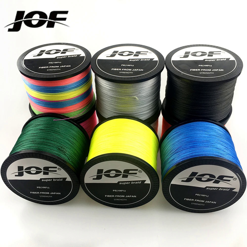 Jof สายเบ็ดตกปลา PE แบบถัก 8 เส้น 100 ม. 300 ม. 500 ม. 1000 ม. ทนทาน แข็งแรง สําหรับตกปลา