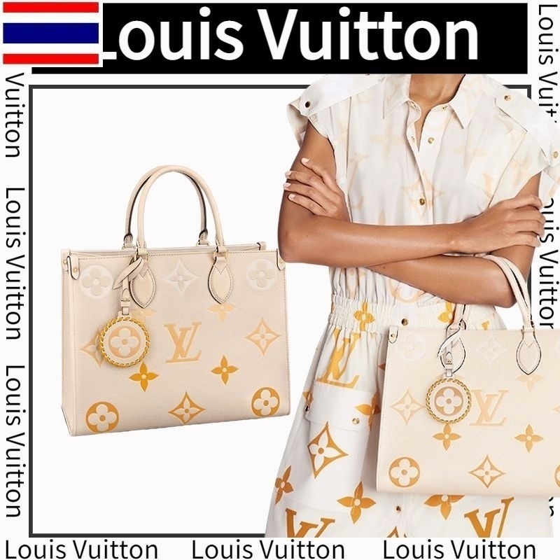✨หลุยส์ วิตตอง LOUIS VUITTON Summer Collection OnTheGo Tote Bag Calfskin Hand Shoulder Gradient Embossing . กระเป๋าสะ KE