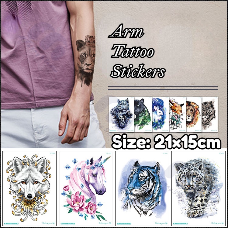 【MF Magic Tattoo】สติกเกอร์รอยสักชั่วคราว ลายนกฮูก เสือ สิงโต กันน้ํา สําหรับผู้ชาย และผู้หญิง