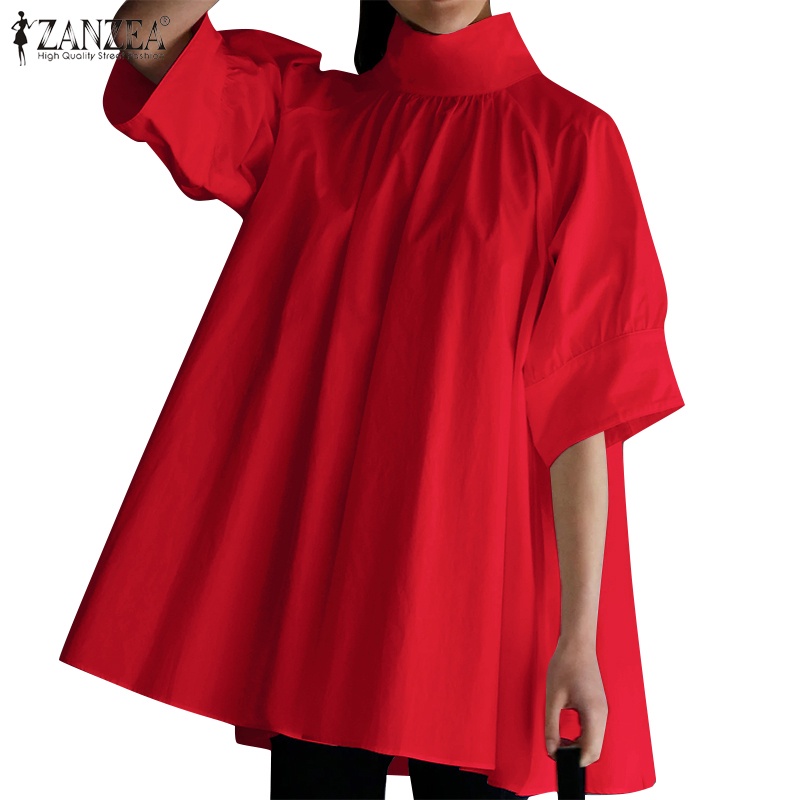 Zanzea เสื้อเบลาส์ คอเต่า จับจีบ ทรงหลวม สไตล์เกาหลี สําหรับผู้หญิง