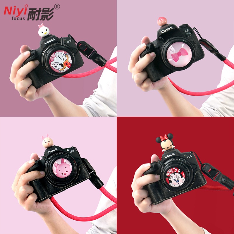 ฝาครอบเลนส์กล้อง ลายการ์ตูนหมู สีชมพู ขนาด 52 มม. - 67 มม.