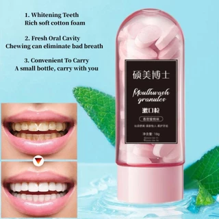 MOUTHWASH TABS น้ำยาบ้วนปากชนิดเม็ด พกพาง่ายสะดวกสบาย ลมหายใจหอมสะอาด อ่อนโยนไม่แสบร้อน ไม่มีสารอันตราย