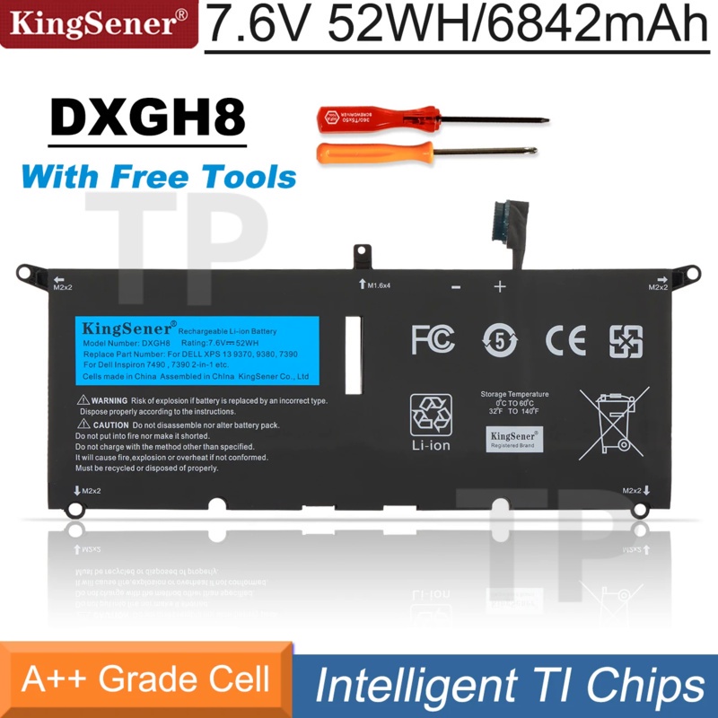 TP KingSener 6842mAh DXGH8 Laptop Battery For DELL XPS 13 9380 9370 7390 For DELL Inspiron 7390 2-in