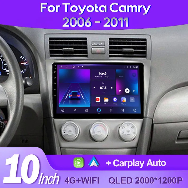 เครื่องเล่นมัลติมีเดีย 2K QLED สําหรับ Toyota Camry XV 40 50 2006-2011 Android 13 GPS AI Voice CarPlay 4G Stereo