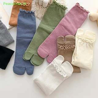 Peacellow ใหม่ ถุงเท้าผ้าฝ้าย สองนิ้ว สไตล์ฮาราจูกุ เรียบง่าย คุณภาพสูง สําหรับผู้ชาย และผู้หญิง 1 คู่