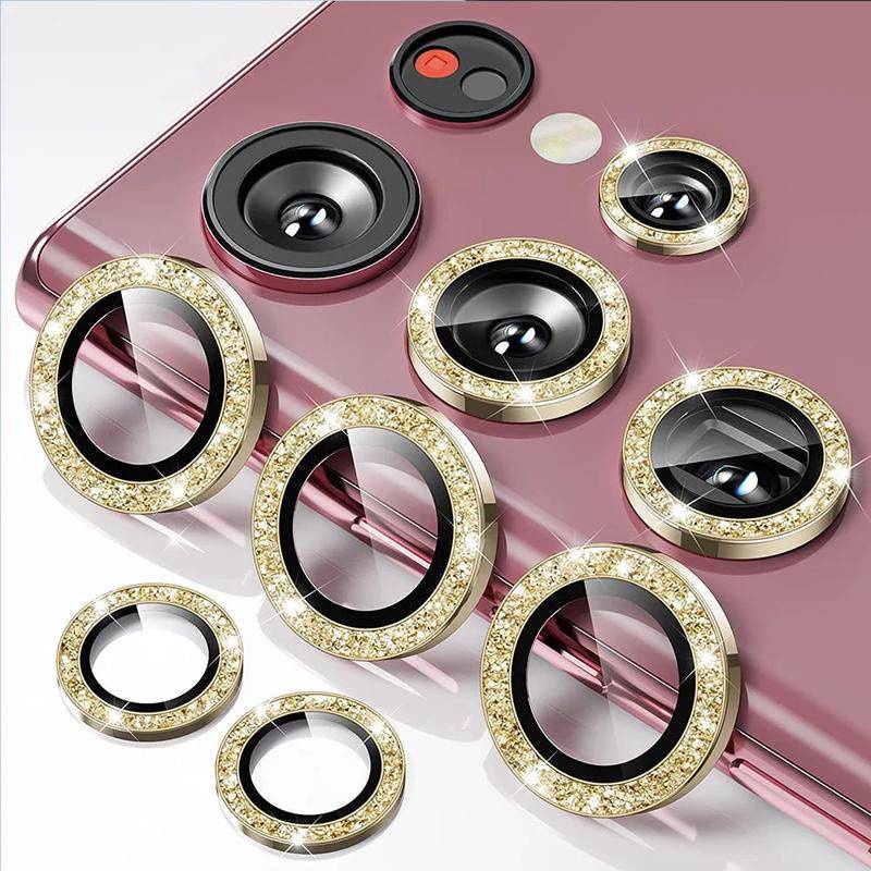 Samsungs24 S24Plus S24Ultra GalaxyS24 S24P S24+ S24U หรูหรา โลหะ เพชร เลนส์กล้อง ฟิล์มกระจกนิรภัย โท