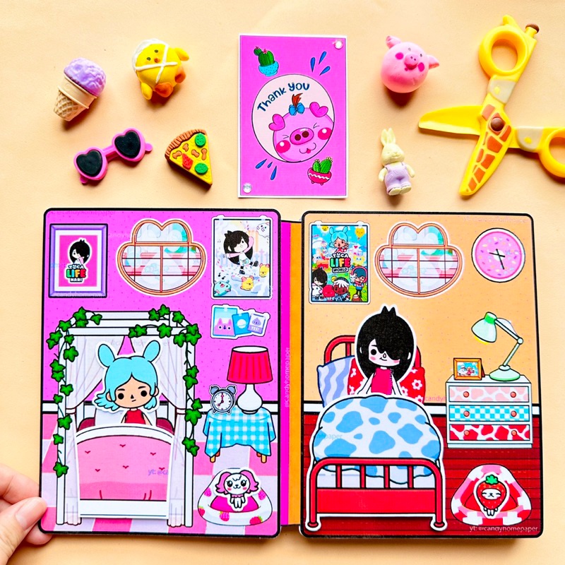 ชุดหนังสือกระดาษ บ้านตุ๊กตา Toca Boca แบบเงียบ DIY บ้านของเล่น บ้านตุ๊กตา คุโรมิ diy เด็ก หนังสือแฮนด์เมด kuromi ของเล่นเพื่อการศึกษา สําหรับเด็ก toca boca กระดาษ diy เด็ก ของเล่นเสริมการเรียนรู้ สําหรับเด็ก กึ่งสําเร็จรูป แต่งตัวเกม