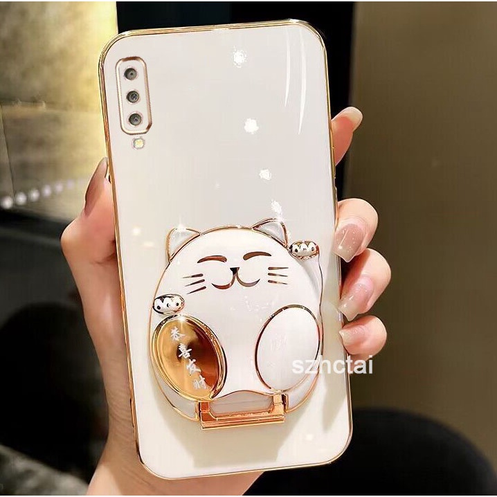 เคสโทรศัพท์ samsung a7 2018 a50 a50s a30s a70 a750 เคสโทรศัพท์ เคสโทรศัพท์พร้อมขาตั้งแมวกวัก Gong Xi Fa Cai