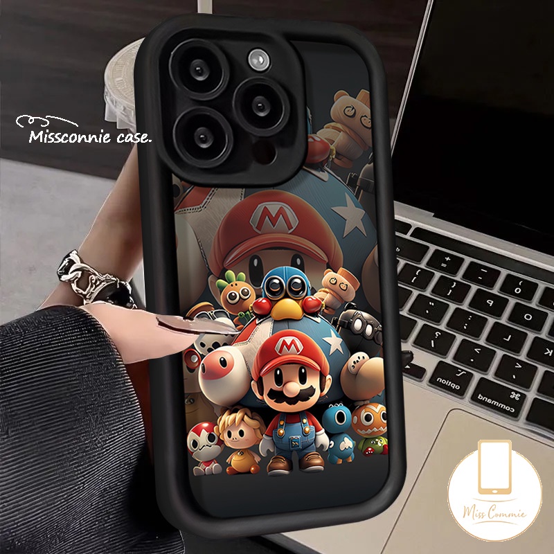 เคสโทรศัพท์มือถือ กันกระแทก ปิดด้านหลัง ลายการ์ตูนมาริโอ้ ตานางฟ้าน่ารัก สําหรับ IPhone 15 11 14 13 12 Pro Max 7Plus XR X XS Max 6 8 7 15 6S Plus SE 2020