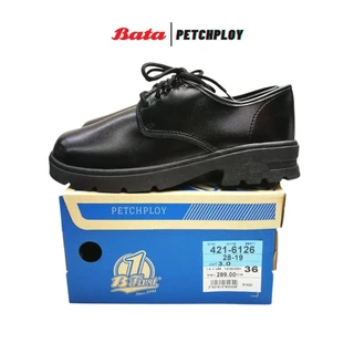Bata รองเท้าบาจา หนังผูกเชือก 3-4 รู นักเรียนชาย รองเท้าทางการสีดำ รุ่น 6126